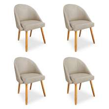 Kit 04 Cadeiras Jantar Bela Suede Pés Palito Castanho - Pallazio