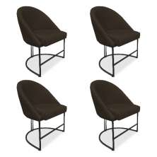 Kit 04 Cadeiras Poltrona de Jantar Bela Suede Marrom Base Metálica Industrial Preto - Pallazio