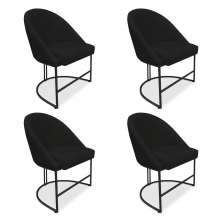 Kit 04 Cadeiras Poltrona de Jantar Bela Suede Preto Base Metálica Industrial Preto - Pallazio