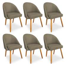 Kit 06 Cadeiras Jantar Bela Suede Marrom Rato Pés Palito Castanho - Pallazio