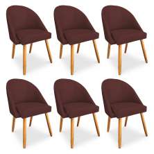 Kit 06 Cadeiras Jantar Bela Suede Marsala Pés Palito Castanho - Pallazio