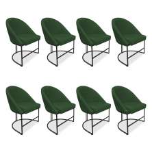 Kit 08 Cadeiras Poltrona de Jantar Bela Suede Verde Base Metálica Industrial Preto - Pallazio