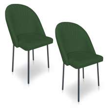 Kit 2 Cadeiras Poltrona de Jantar Ariel Suede Verde Pés de Ferro Preto - Pallazio