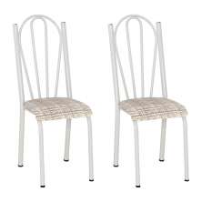 Kit 2 Cadeiras de Cozinha Alasca Estampado Rattan Pés de Ferro Branco - Pallazio
