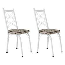 Kit 2 Cadeiras de Cozinha Delaware Estampado Cedro Pés de Ferro Branco - Pallazio