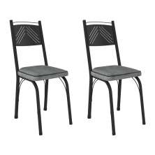 Kit 2 Cadeiras de Cozinha Virginia Estampado Andorinha Pés de Ferro Preto - Pallazio