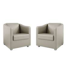 Kit 2 Poltronas Decorativa Ana Corano Bege Pés Cromado - Pallazio