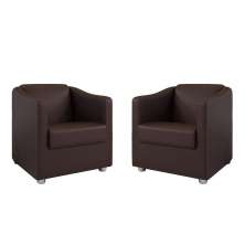 Kit 2 Poltronas Decorativa Ana Corano Marrom Pés Cromado - Pallazio