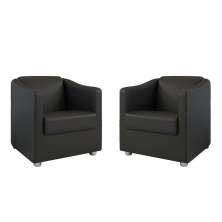 Kit 2 Poltronas Decorativa Ana Corano Preto Pés Cromado - Pallazio