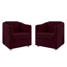 Kit 2 Poltronas Decorativa Ana Suede Marsala Pés Cromado - Pallazio