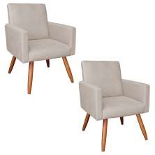 Kit 2 Poltronas Nina Suede Pés Palito Castanho - Pallazio