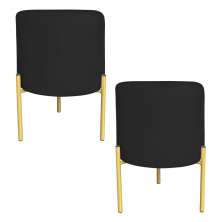 Kit 2 Puffs Decorativo Soren Suede Preto Pés de Ferro Dourado - Pallazio