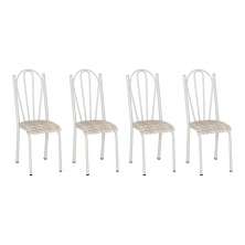 Kit 4 Cadeiras de Cozinha Alasca Estampado Rattan Pés de Ferro Branco - Pallazio