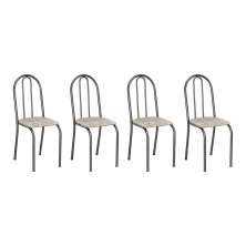 Kit 4 Cadeiras de Cozinha Califórnia Estampado Rattan Bege Pés de Ferro Preto - Pallazio