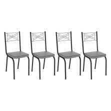 Kit 4 Cadeiras de Cozinha Colorado Estampado Platina Pés de Ferro Preto - Pallazio