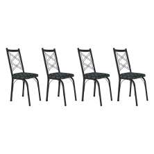 Kit 4 Cadeiras de Cozinha Delaware Estampado Mosaico Silver Pés de Ferro Preto - Pallazio