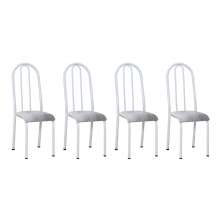 Kit 4 Cadeiras de Cozinha Flórida Estampado Prata Pés de Ferro Branco - Pallazio