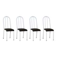 Kit 4 Cadeiras de Cozinha Flórida Estampado Preto Pés de Ferro Branco - Pallazio