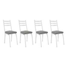 Kit 4 Cadeiras de Cozinha Luisiana Estampado Grafiato Pés de Ferro Branco - Pallazio
