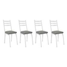 Kit 4 Cadeiras de Cozinha Luisiana Estampado Platina Pés de Ferro Branco - Pallazio
