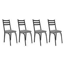 Kit 4 Cadeiras de Cozinha Luisiana Estampado Platina Pés de Ferro Preto - Pallazio