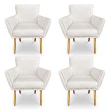 Kit 4 Poltronas Decorativa Leticia Suede Pés Palito Castanho - Pallazio