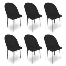 Kit 6 Cadeiras Poltrona de Jantar Ariel Suede Preto Pés de Ferro Preto - Pallazio
