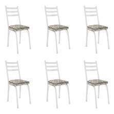 Kit 6 Cadeiras de Cozinha Luisiana Estampado Cedro Pés de Ferro Branco - Pallazio