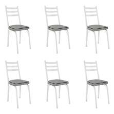 Kit 6 Cadeiras de Cozinha Luisiana Estampado Grafiato Pés de Ferro Branco - Pallazio