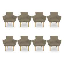 Kit 8 Poltronas Decorativa Leticia Suede Marrom Rato Pés Palito Castanho - Pallazio