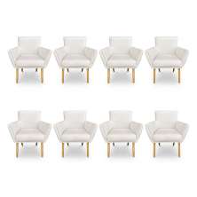 Kit 8 Poltronas Decorativa Leticia Suede Pés Palito Castanho - Pallazio