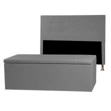 Kit Cabeceira e Calçadeira Baú King 1,95m Berlim Corano Cinza - Pallazio