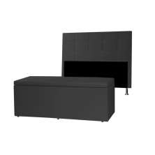 Kit Cabeceira e Calçadeira Baú King 1,95m Roma Corano Preto - Pallazio