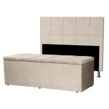 Kit Cabeceira e Calçadeira Baú King 1,95m Roma Suede - Pallazio
