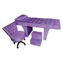 Kit Maca Reta Capitonê 0,80m Sophia com Mocho Base Giratória e Escada Veludo Roxo - Pallazio