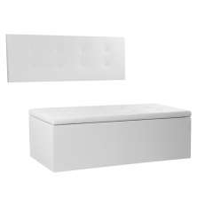 Kit Painel e Calçadeira Baú Casal 1,40m Berlim Corano Branco - Pallazio