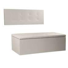 Kit Painel e Calçadeira Baú Solteiro 0,90m Berlim Corano Bege - Pallazio