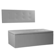 Kit Painel e Calçadeira Baú Solteiro 0,90m Berlim Corano Cinza - Pallazio