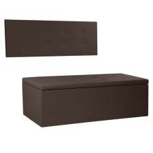 Kit Painel e Calçadeira Baú Solteiro 0,90m Berlim Corano Marrom - Pallazio