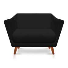Namoradeira 2 Lugares Pérsia Suede Preto Pés Chanfrado Castanho - Pallazio