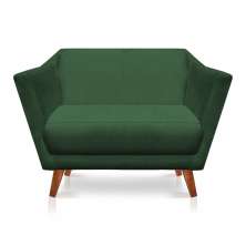 Namoradeira 2 Lugares Pérsia Suede Verde Pés Chanfrado Castanho - Pallazio