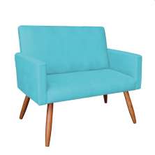 Namoradeira Nina Suede Azul Turquesa Pés Palito Castanho - Pallazio