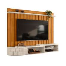 Painel para TV 75 Polegadas com Bancada Suspensa 206cm Monza Cinamomo/Off White - Pallazio