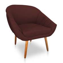 Poltrona Bianca Suede Marsala Pés Palito Castanho - Pallazio