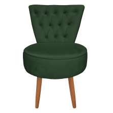 Poltrona Cadeira Decorativa Capitonê Elegância Veludo Verde Pés Palito Castanho - Pallazio