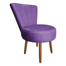 Poltrona Cadeira Decorativa Costurada Elegância Veludo Roxo Pés Palito Castanho - Pallazio