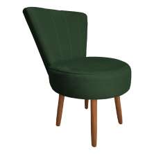 Poltrona Cadeira Decorativa Costurada Elegância Veludo Verde Pés Palito Castanho - Pallazio