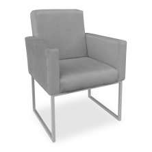Poltrona Clarice Veludo Grafite Base Metálica Industrial Prata - Pallazio