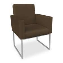 Poltrona Clarice Veludo Marrom Base Metálica Industrial Prata - Pallazio