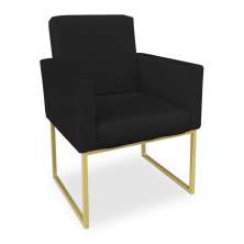 Poltrona Clarice Veludo Preto Base Metálica Industrial Dourado - Pallazio